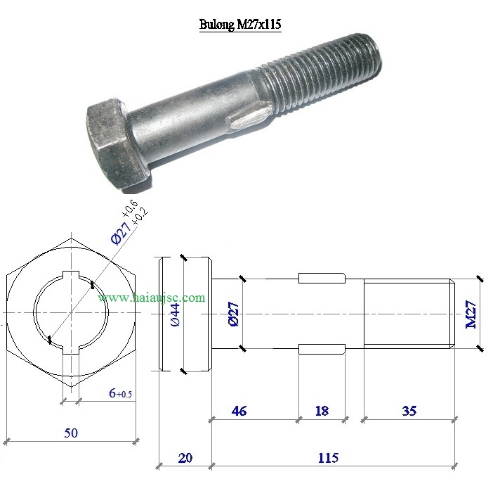 Bu lông ngạnh M27x115